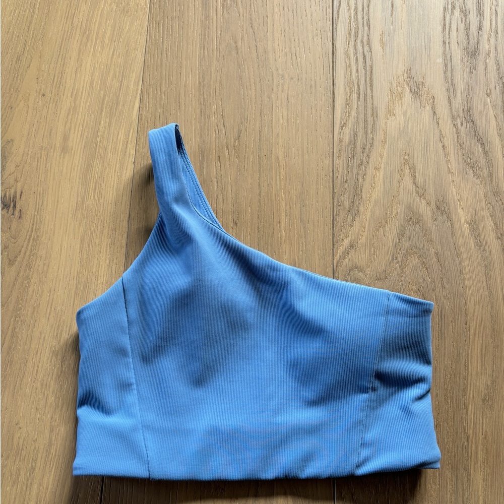 Wilo NWOT never work asymmetrical blue sports bra top